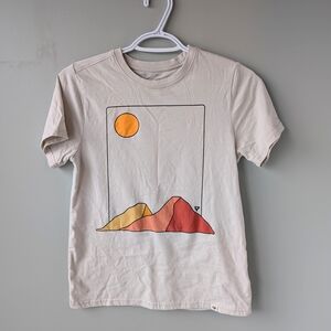 Graphic Short Sleeve Tee - Beige with Sunset Mountain Print